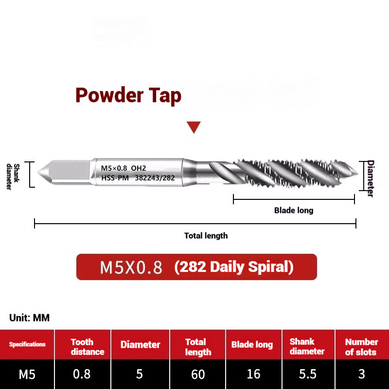 1107-OST powder high-speed steel taps Japanese standard apex screw tip spiral coarse teeth powder metallurgy tapping taps Shandong Denso Pricision Tools Co.,Ltd.